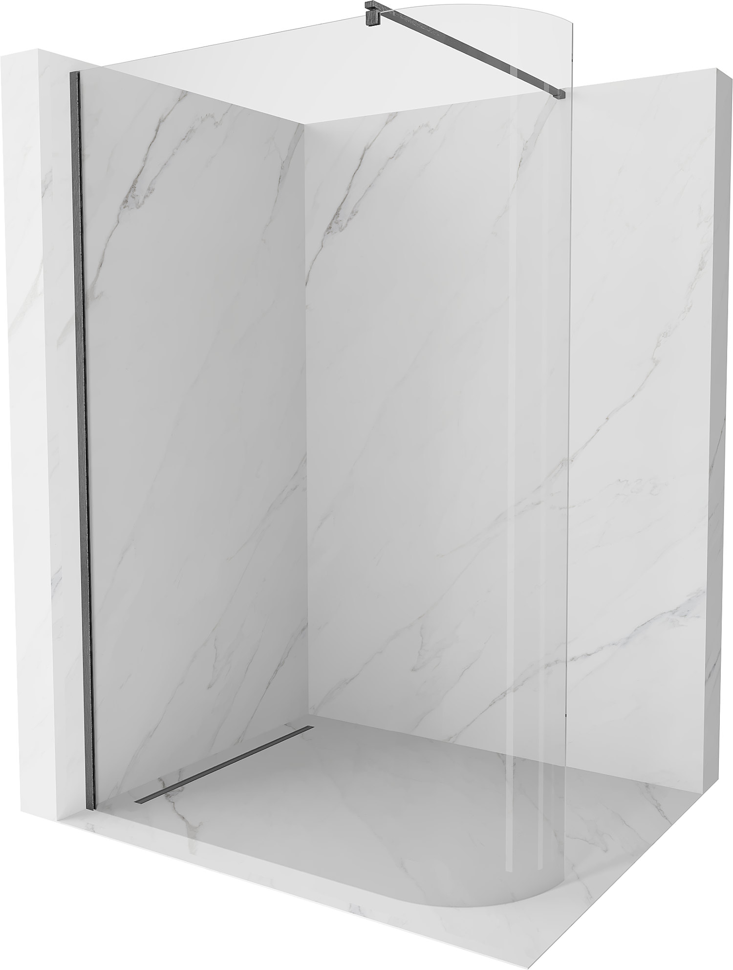 Mexen Kioto-R ścianka prysznicowa zaokrąglona Walk-in 120 x 200 cm, transparent 8 mm, gun gray szczotkowany - 800-120-101-66-06
